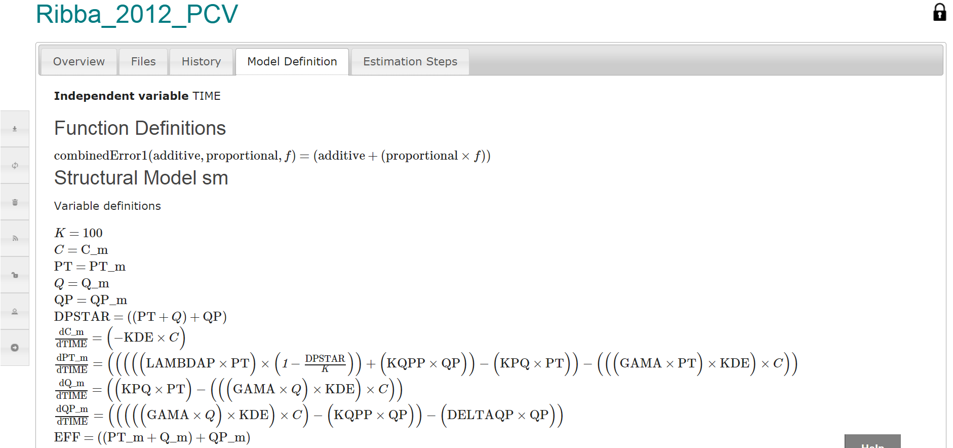 PharmML tab PharmML tab