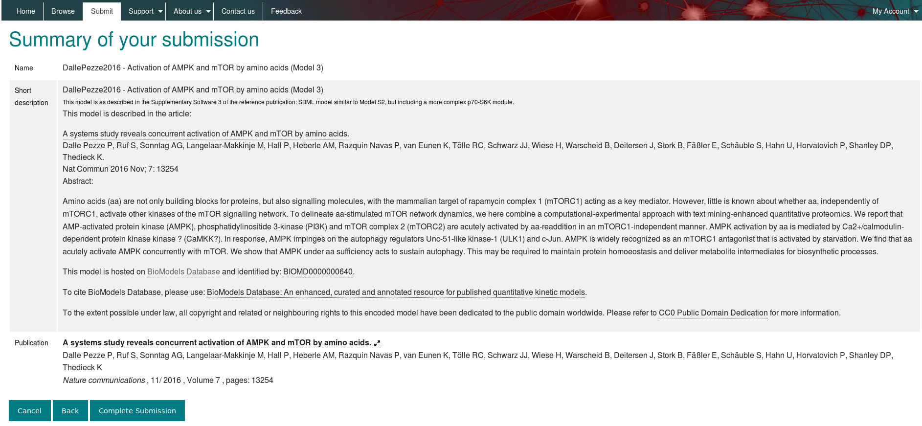 Submission Summary Submission Summary